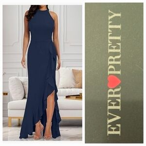 High Neck Ruffle Sleeveless Bodycon Cocktail Dress Sz 4X